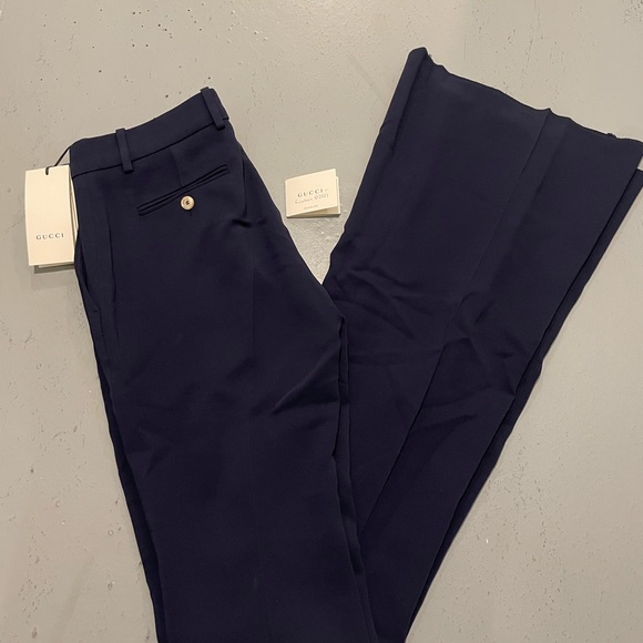 Gucci Cady Stretch Flared Trousers - Navy Blue - Picture 7 of 9